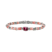 JOHN HARDY Sterling Silver Heishi Bracelet With Rhodolite